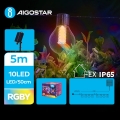 Aigostar - LED Ozdobny łańcuch solarny 10xLED/8 funkcje 5,5m IP65 wielobarwny