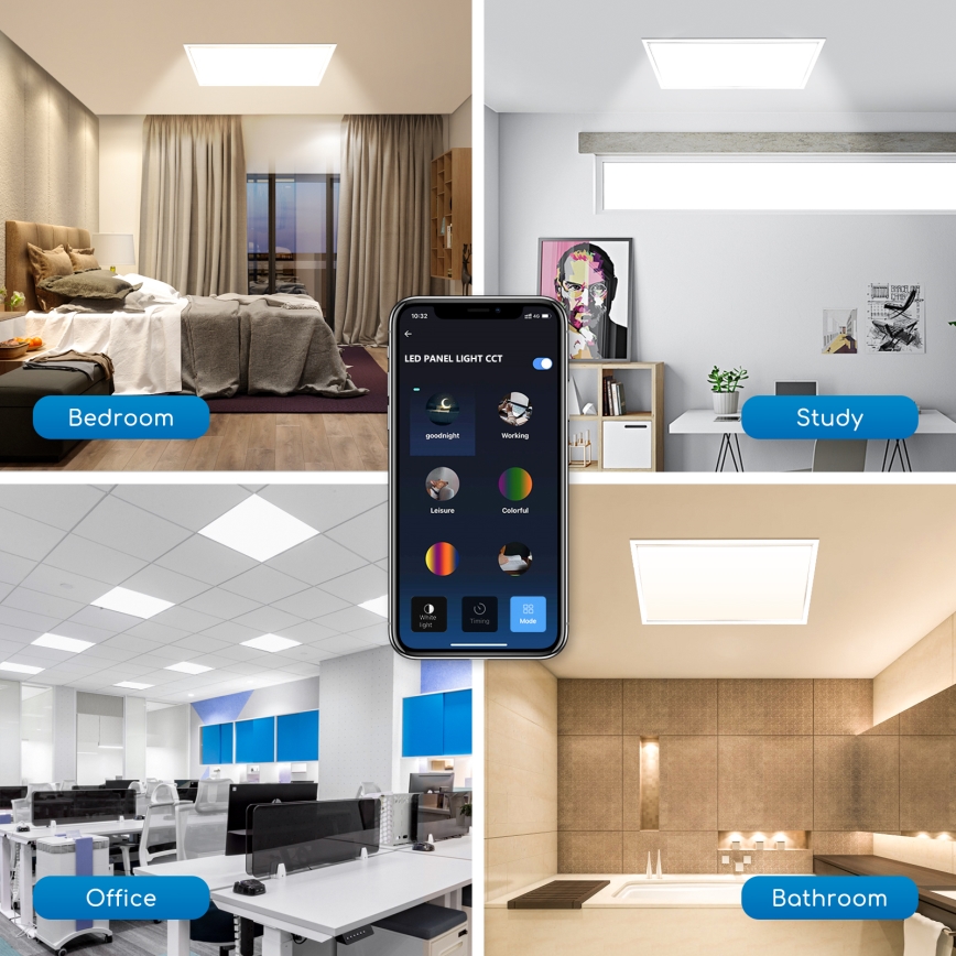 Aigostar - LED panel sufitowy ściemnialny 32W/230V Wi-Fi 60x60 cm