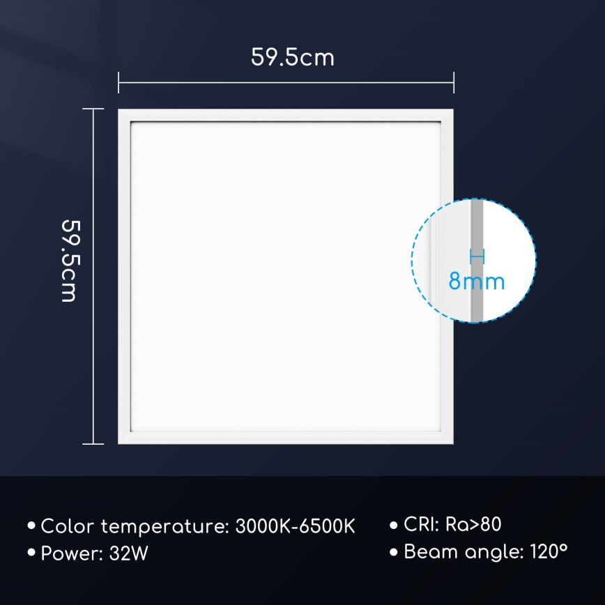 Aigostar - LED panel sufitowy ściemnialny 32W/230V Wi-Fi 60x60 cm