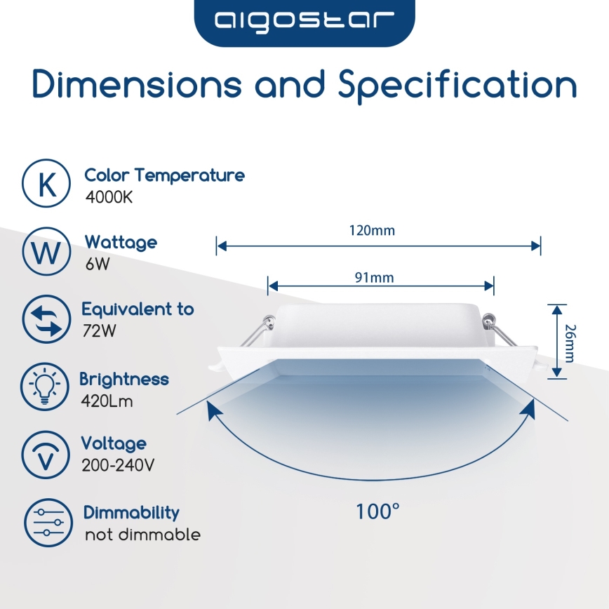 Aigostar - LED Panel sufitowy LED/6W/230V 4000K 12x12 cm biały