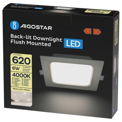 Aigostar - LED Panel sufitowy LED/6W/230V 4000K 12x12 cm biały