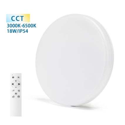 Aigostar - LED Ściemnialny plafon łazienkowy LED/18W/230V 3000-6000K IP54 + zdalne sterowanie