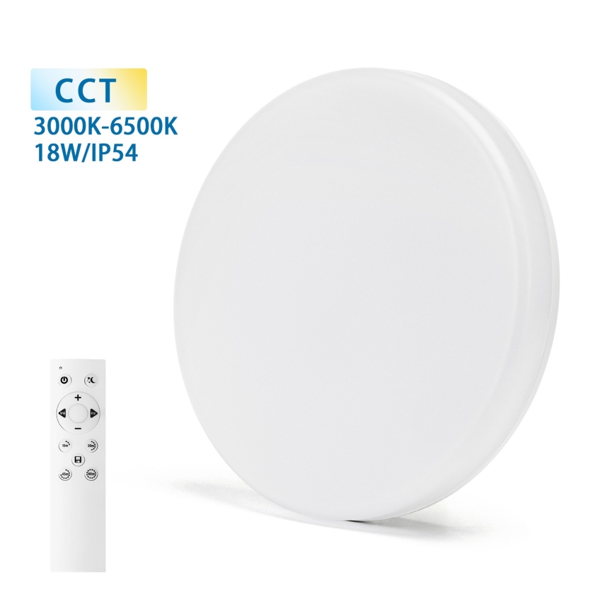 Aigostar - LED Ściemnialny plafon łazienkowy LED/18W/230V 3000-6000K IP54 + zdalne sterowanie