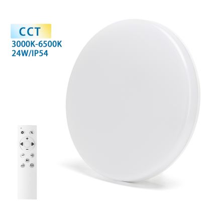 Aigostar - Ściemnialna lampa sufitowa do łazienki LED/24W/230V 3000K-6500K IP54 + zdalne sterowanie
