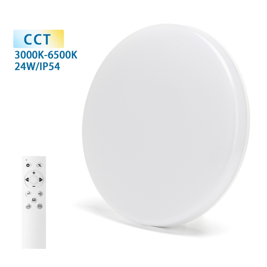 Aigostar - Ściemnialna lampa sufitowa do łazienki LED/24W/230V 3000K-6500K IP54 + zdalne sterowanie