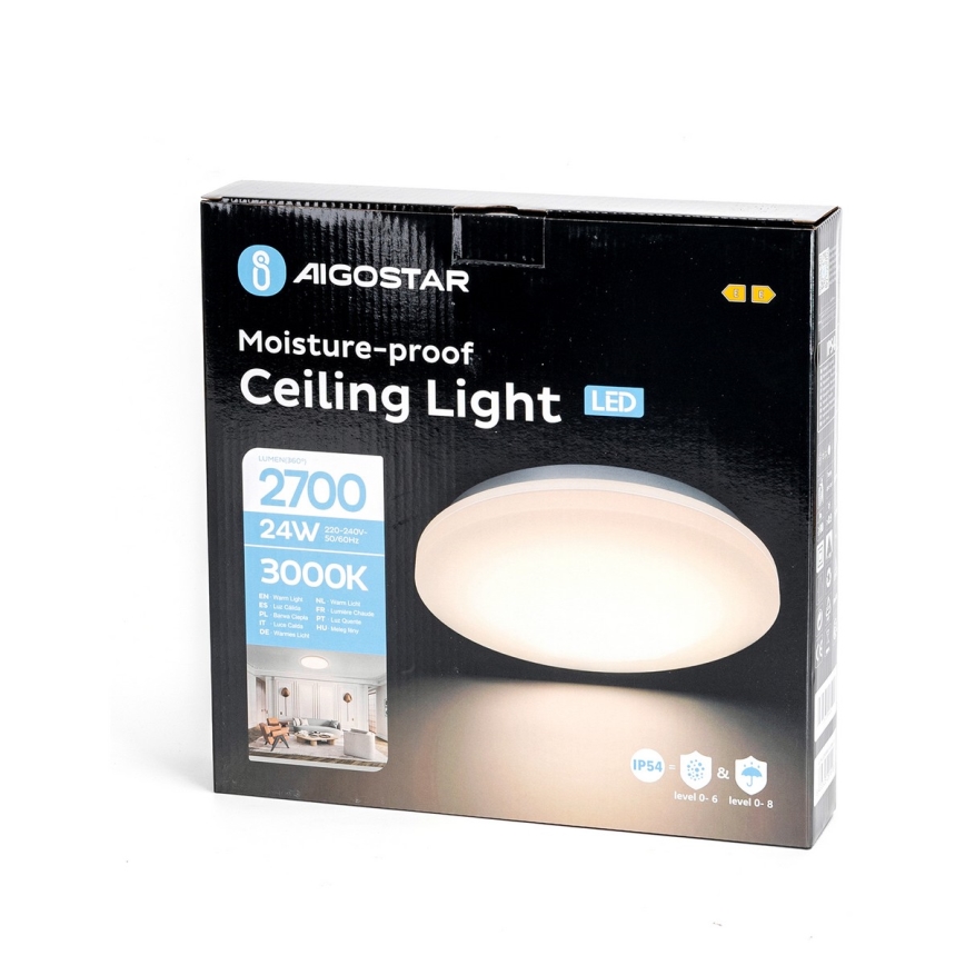 Aigostar - LED Plafon łazienkowy LED/24W/230V 3000K IP54