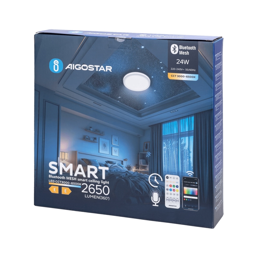 Aigostar - LED Ściemnialny plafon łazienkowy MESH Smart LED/24W/230V 3000-6500K IP44 + pilot zdalnego sterowania