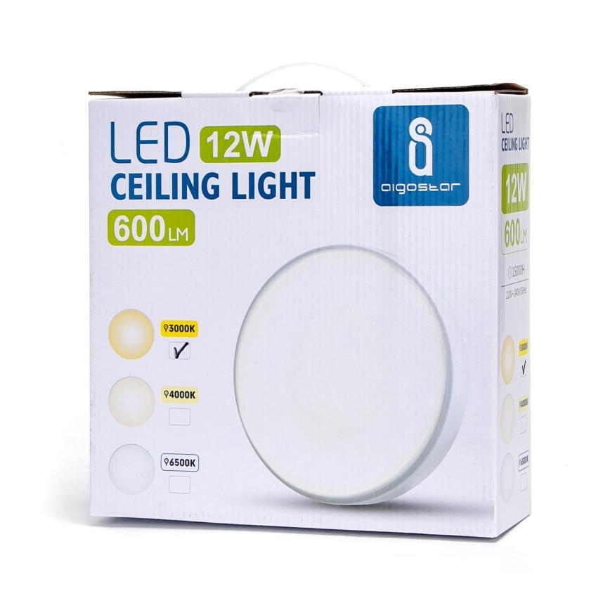 Aigostar - LED Plafon LED/12W/230V 3000K śr. 23 cm biały