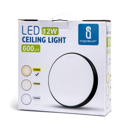 Aigostar - LED Plafon LED/12W/230V 3000K śr. 23 cm czarny