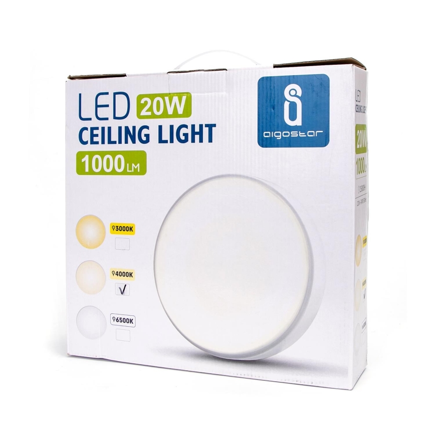 Aigostar - LED Plafon LED/20W/230V 4000K śr. 30 cm biały