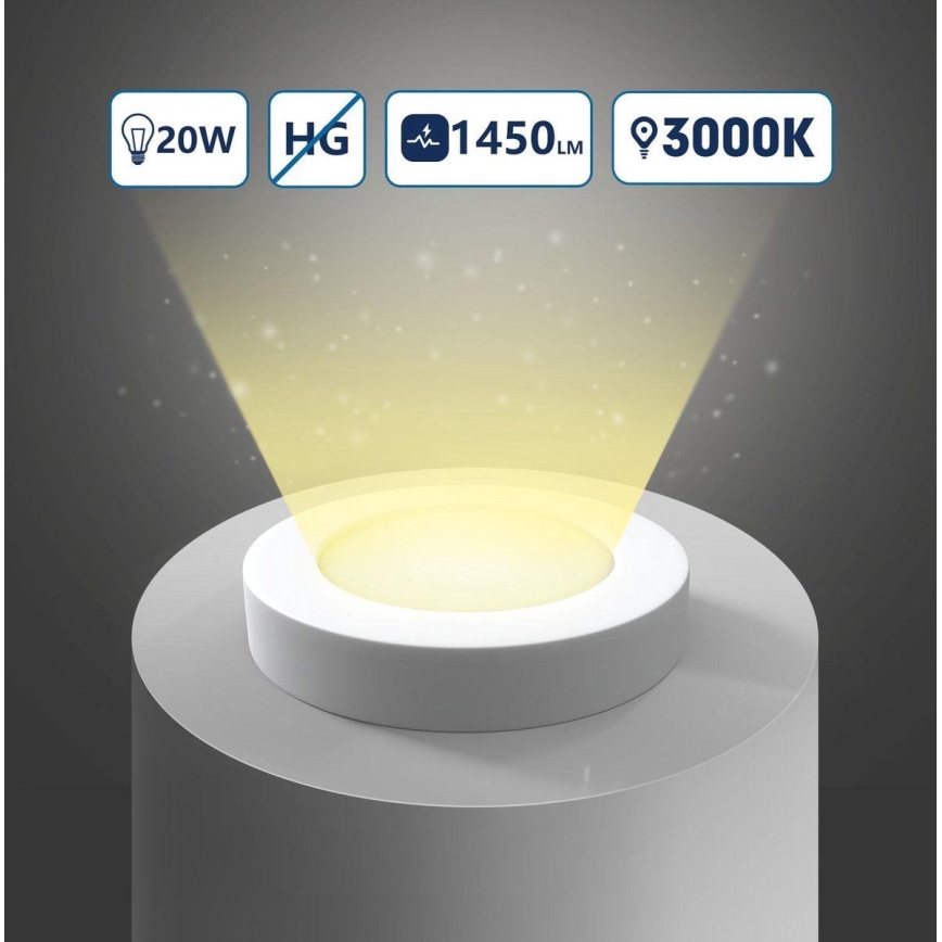 Aigostar - LED Plafon LED/20W/230V śr. 24,7 cm 3000K biały