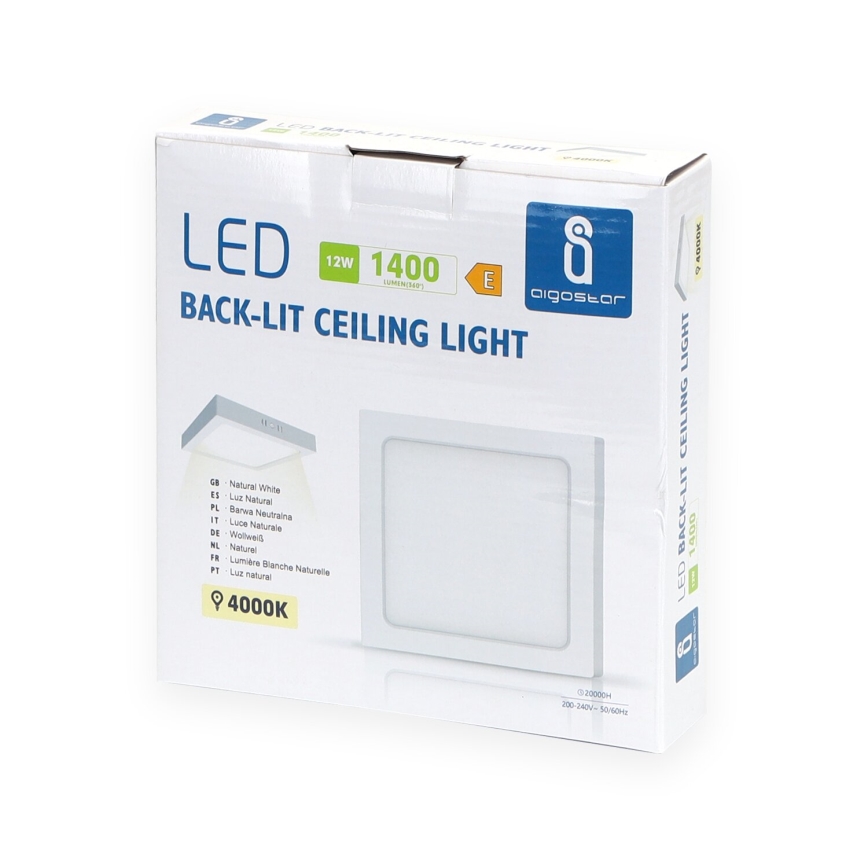 Aigostar - LED Plafon natynkowy LED/12W/230V 17,3x17,3 cm 4000K biały