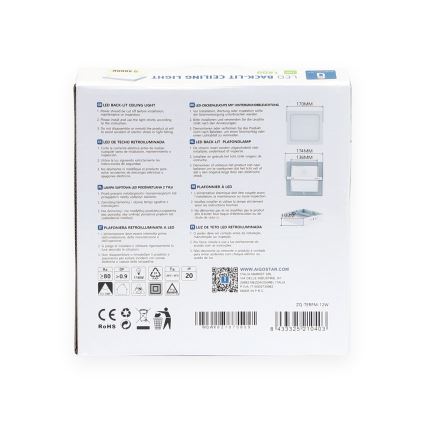 Aigostar - LED Plafon natynkowy LED/12W/230V 17,3x17,3 cm 4000K biały