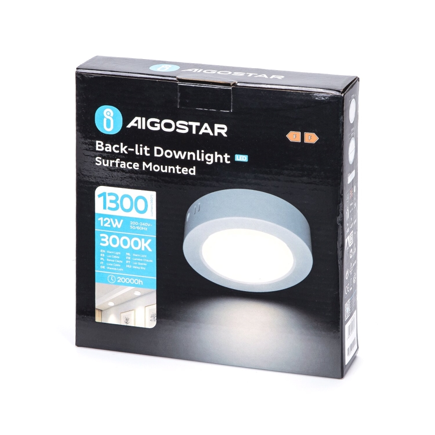 Aigostar - LED Plafon natynkowy LED/12W/230V śr. 17,4 cm 3000K biały