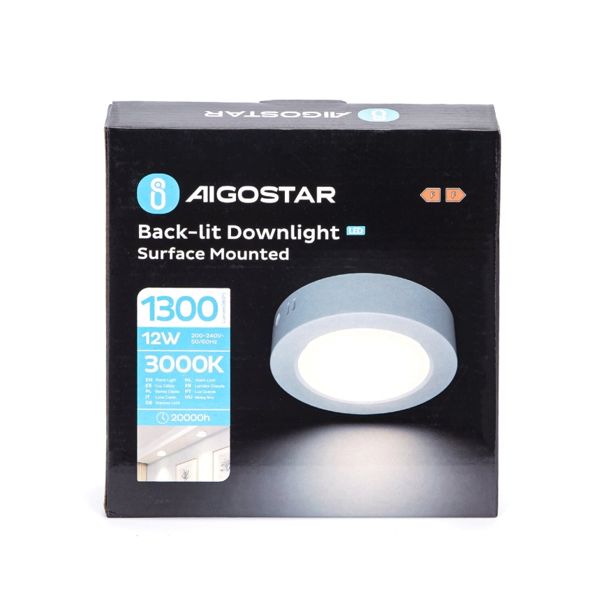 Aigostar - LED Plafon natynkowy LED/12W/230V śr. 17,4 cm 3000K biały