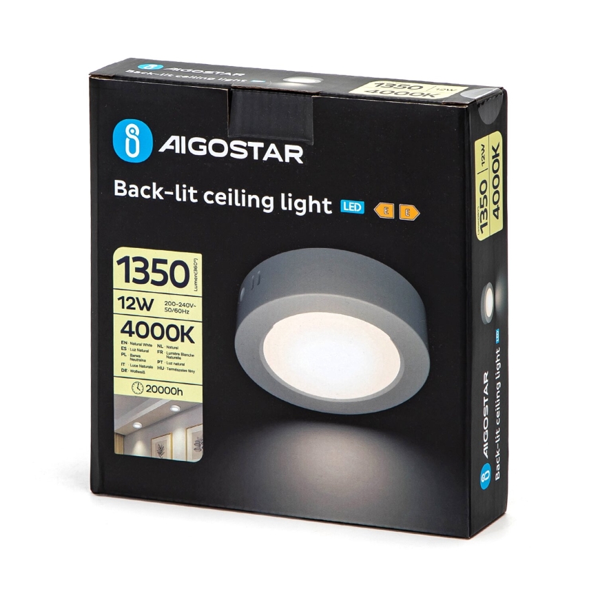 Aigostar - LED Plafon natynkowy LED/12W/230V śr. 17,4 cm 4000K biały