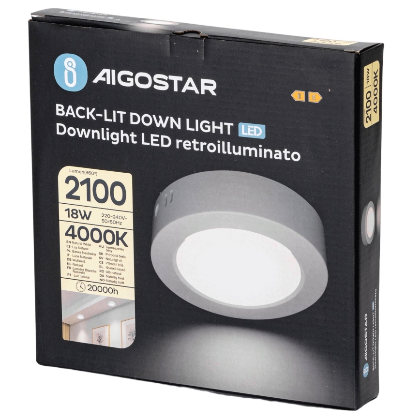 Aigostar - LED Plafon natynkowy LED/18W/230V śr. 22,6 cm 4000K biały