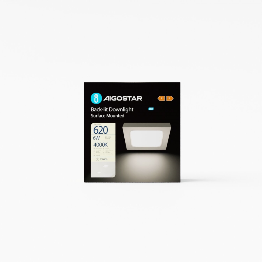 Aigostar - LED Plafon natynkowy LED/6W/230V 12,2x12,2 cm 4000K biały