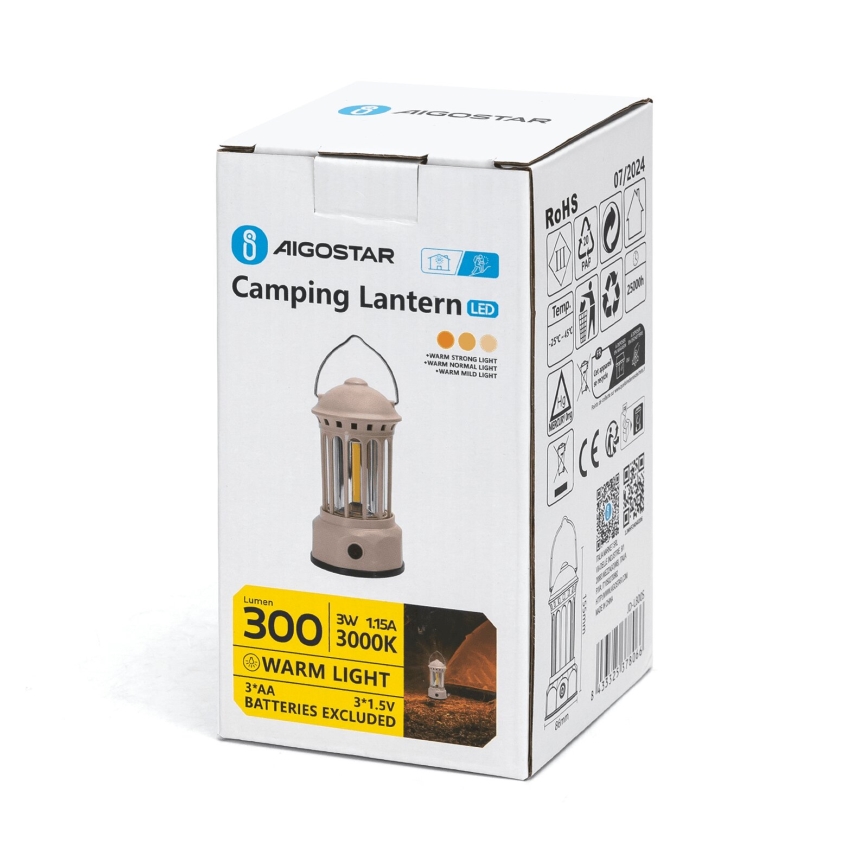Aigostar - LED Przenośna kemping lampa LED/3W/3xAA