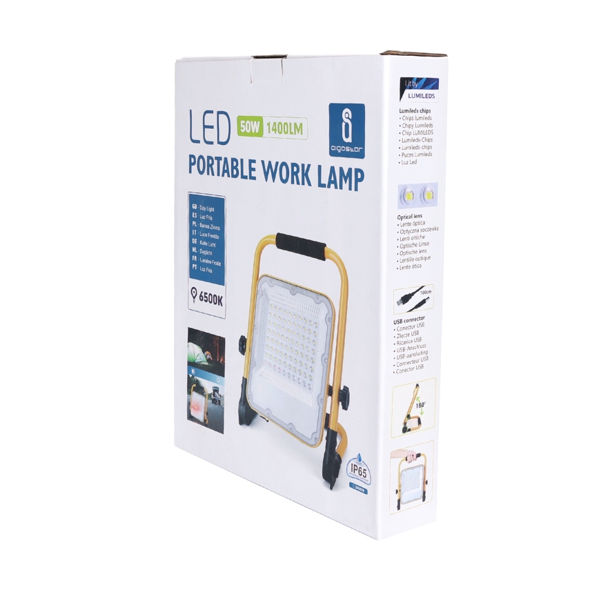 Aigostar - LED regulowany reflektor ładowalny LED/50W/5V 6500K IP65