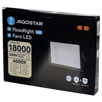 Aigostar - LED Reflektor LED/200W/230V 4000K IP65 czarny