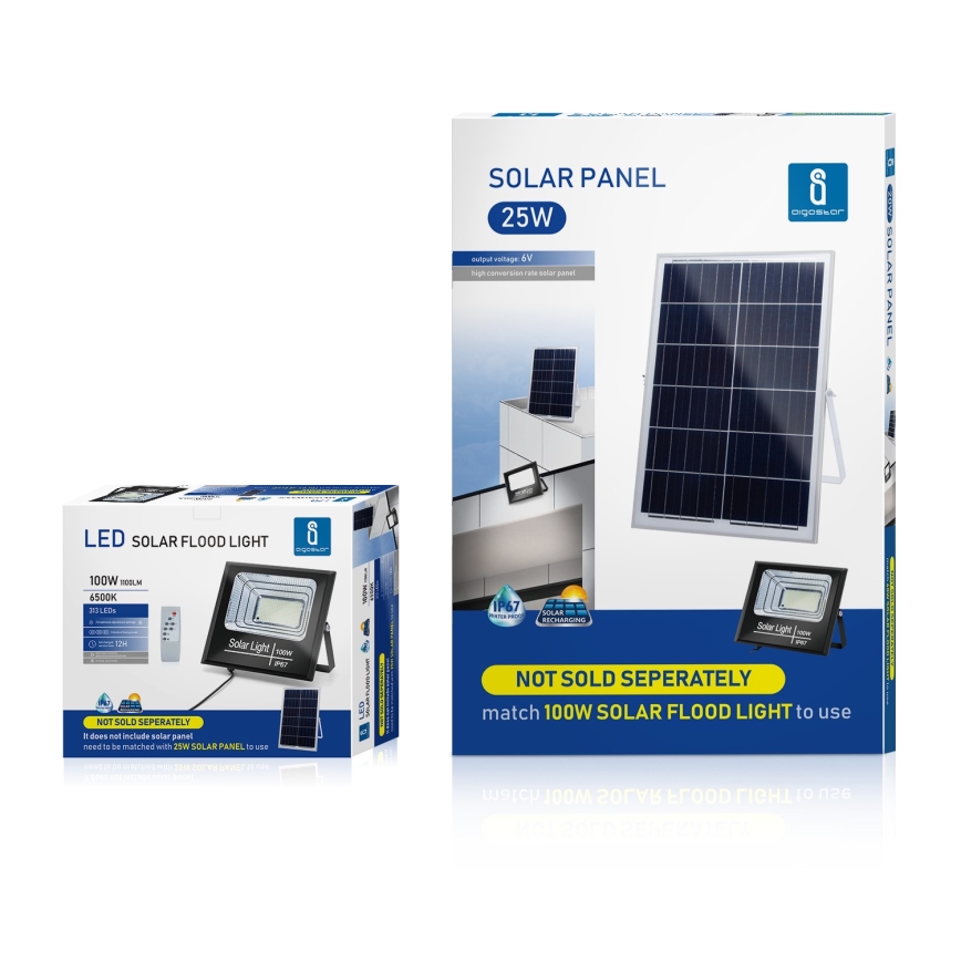 Aigostar - LED regulowany reflektor solarny LED/100W/3,2V IP67 2000 mAh + pilot