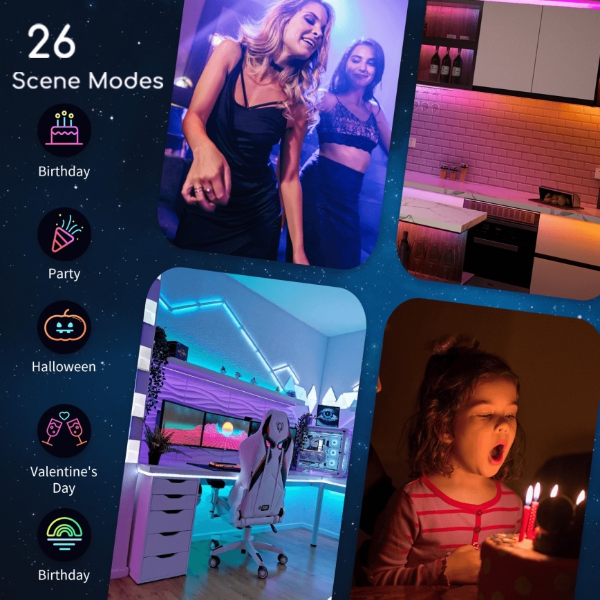 Aigostar - Regulowany pasek LED RGB 6,5 m LED/16,5W/12/230V 3000K Wi-Fi