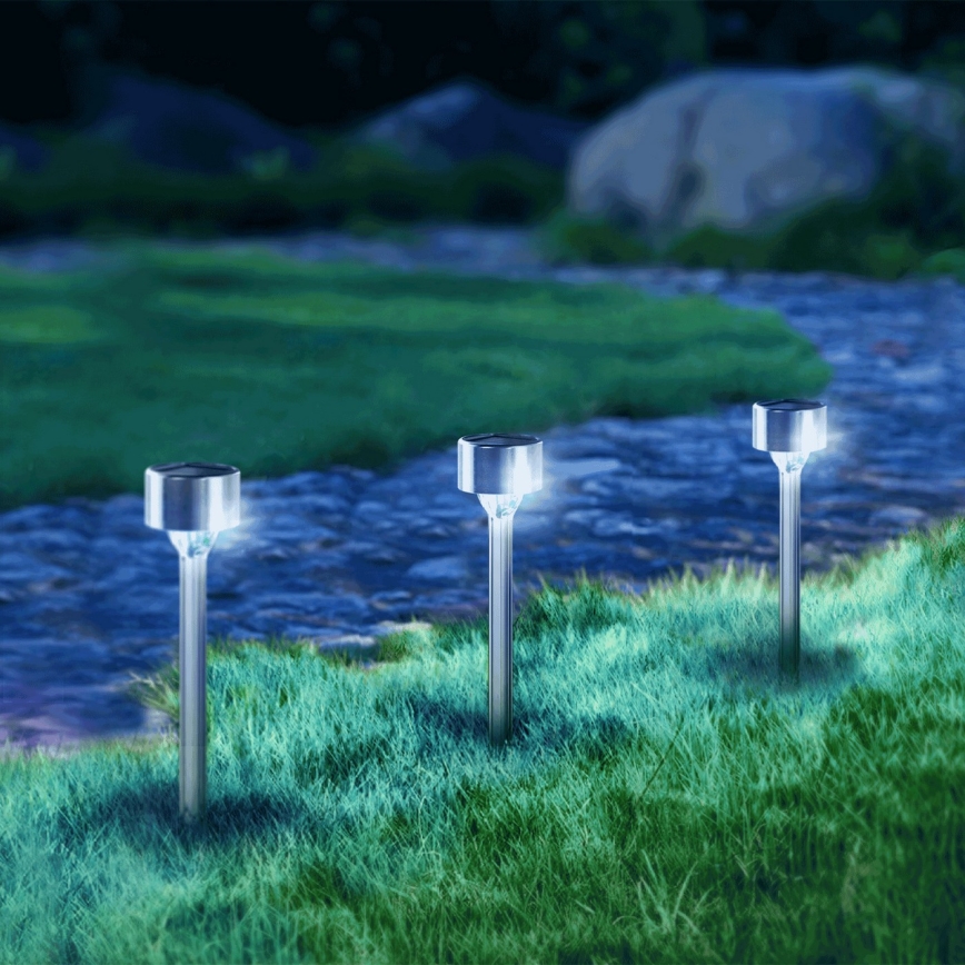 Aigostar - LED RGB Lampa solarna LED/0,006W/1,2V 32 cm matowy chrom IP44
