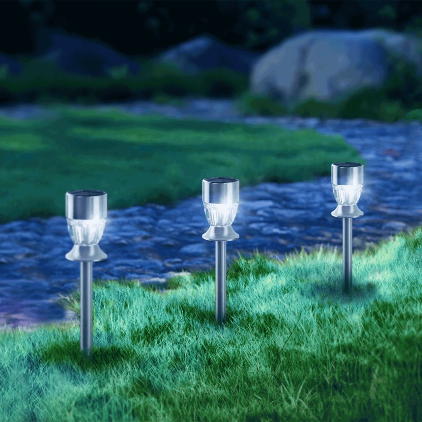 Aigostar - LED RGB Lampa solarna LED/0,006W/1,2V 35,5 cm 100 mAh matowy chrom IP44