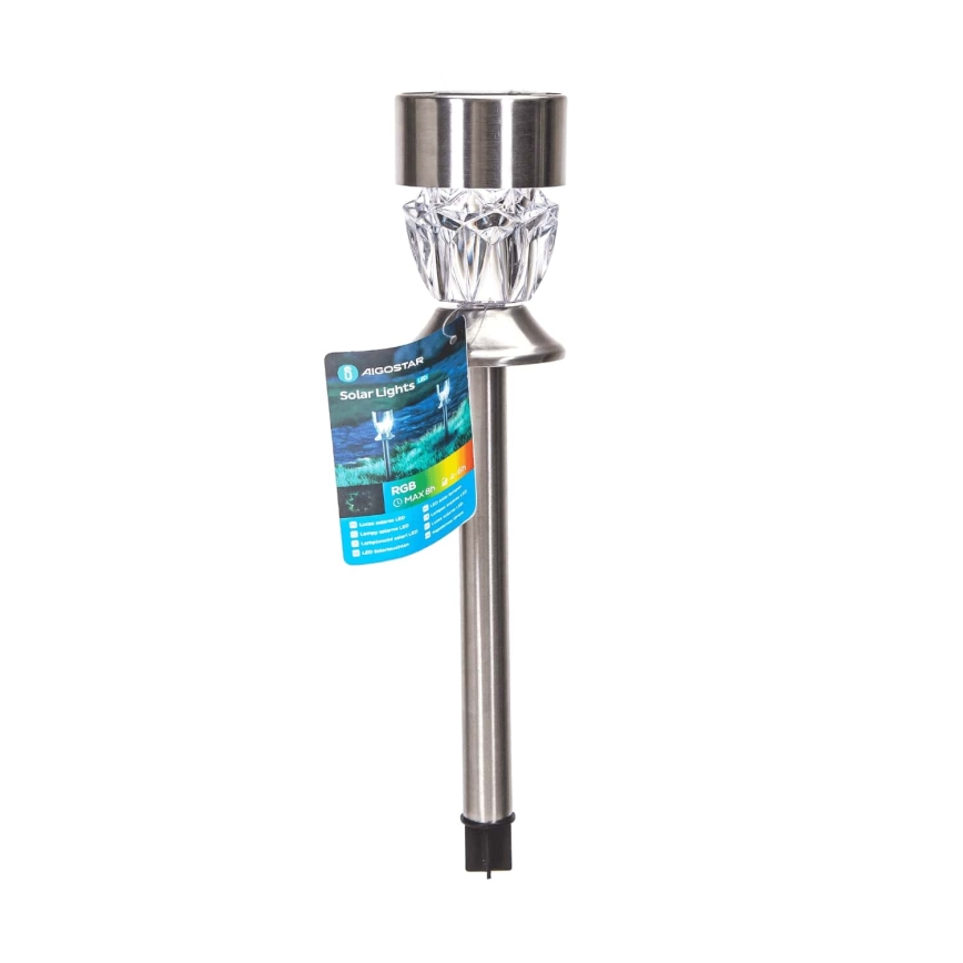 Aigostar - LED RGB Lampa solarna LED/0,006W/1,2V 35,5 cm 100 mAh matowy chrom IP44