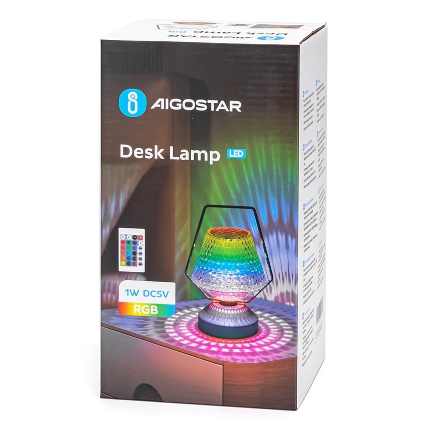 Aigostar - LED RGB Lampa stołowa ściemnialna do ładowania LED/1W/5V 1800mAh 20 cm + Pilot zdalnego sterowania
