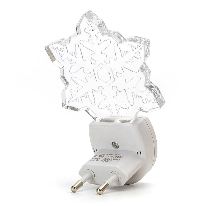 Aigostar - LED RGB Lampka nocna z czujnikiem zmierzchu LED/0,5W/230V płatek śniegu