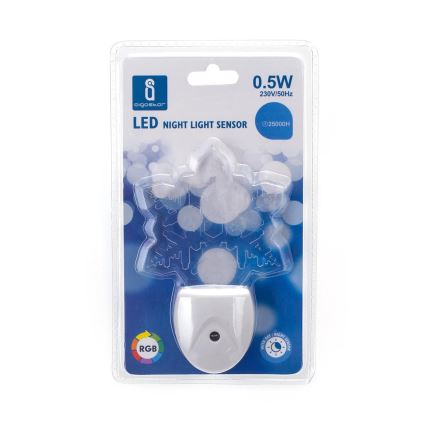 Aigostar - LED RGB Lampka nocna z czujnikiem zmierzchu LED/0,5W/230V płatek śniegu