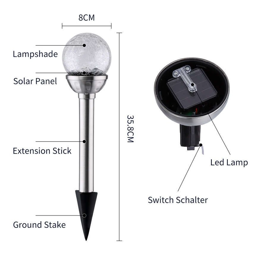 Aigostar - LED RGB Oświetlenie solarne LED/0,08W/2V IP44 200 mAh