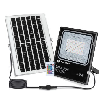 Aigostar - LED RGB regulowany reflektor solarny LED/100W/3,2V IP66 + pilot zdalnego sterowania