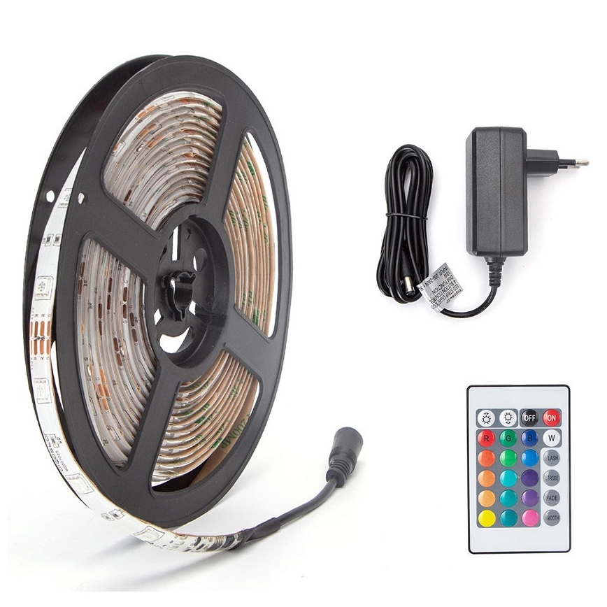 Aigostar - ściemnialna taśma LED RGB 5m LED/24W/12/230V IP65 + pilot zdalnego sterowania