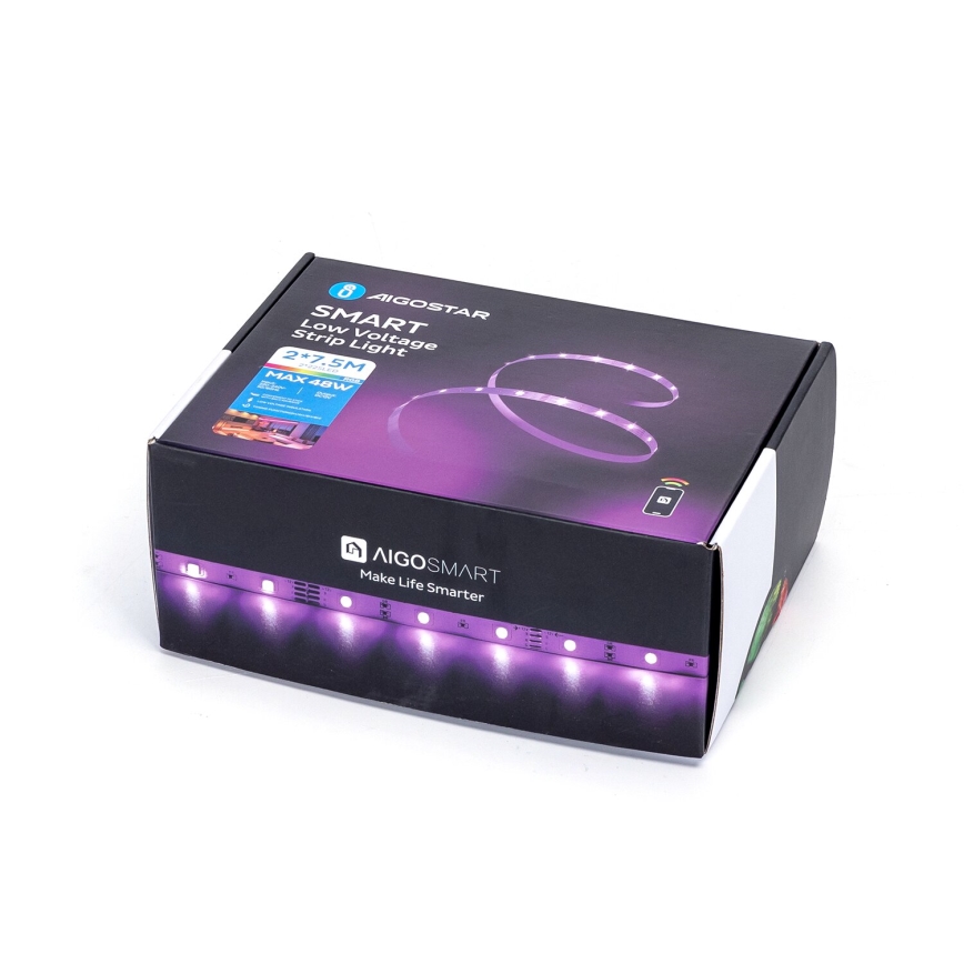 Aigostar - LED RGB Ściemnialna taśma LED/48W/12V 2x7,5 m Wi-Fi