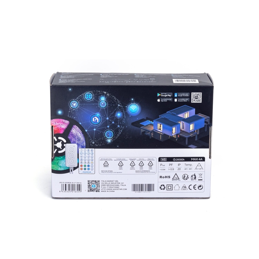 Aigostar - LED RGB Ściemnialna taśma LED/48W/12V 2x7,5 m Wi-Fi