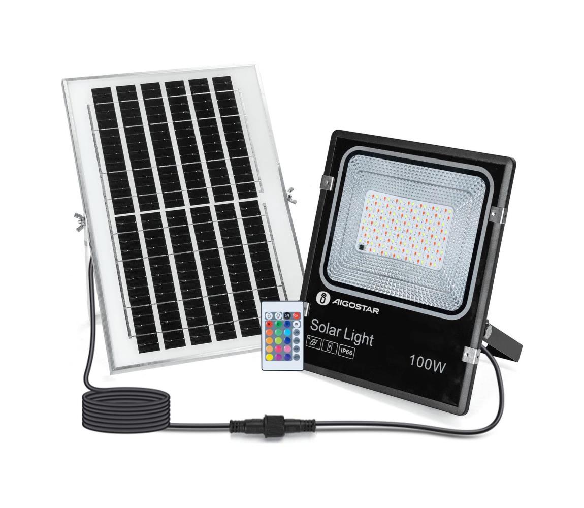 - LED RGB Ściemnialny naświetlacz solarny LED/100W/3,2V IP66 + pilot