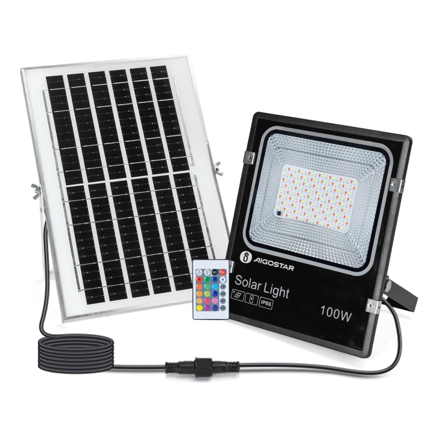 Aigostar - LED RGB Ściemnialny naświetlacz solarny LED/100W/3,2V IP66 + pilot zdalnego sterowania