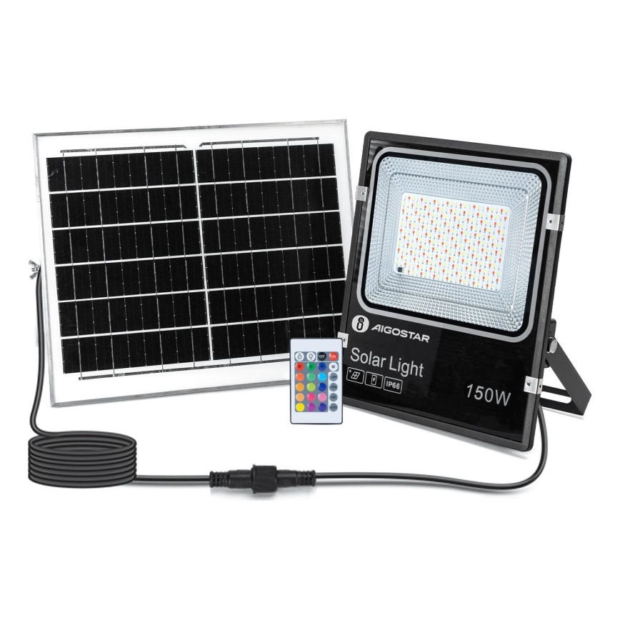 Aigostar - LED RGB Ściemnialny naświetlacz solarny LED/150W/3,2V IP66 12000 mAh + pilot zdalnego sterowania