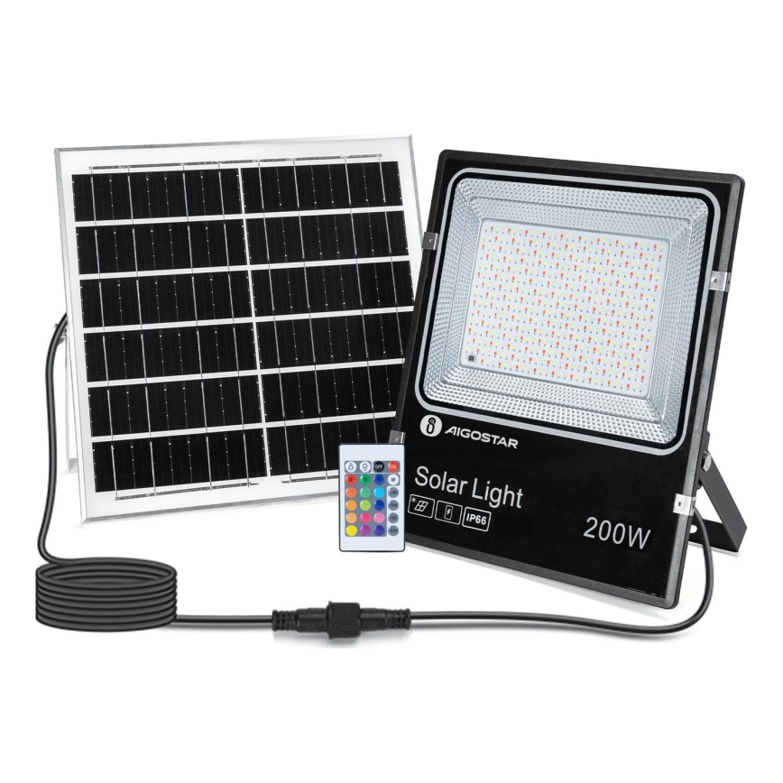 Aigostar - LED RGB Ściemnialny naświetlacz solarny LED/200W/3,2V IP66 16000 mAh + zdalne sterowanie