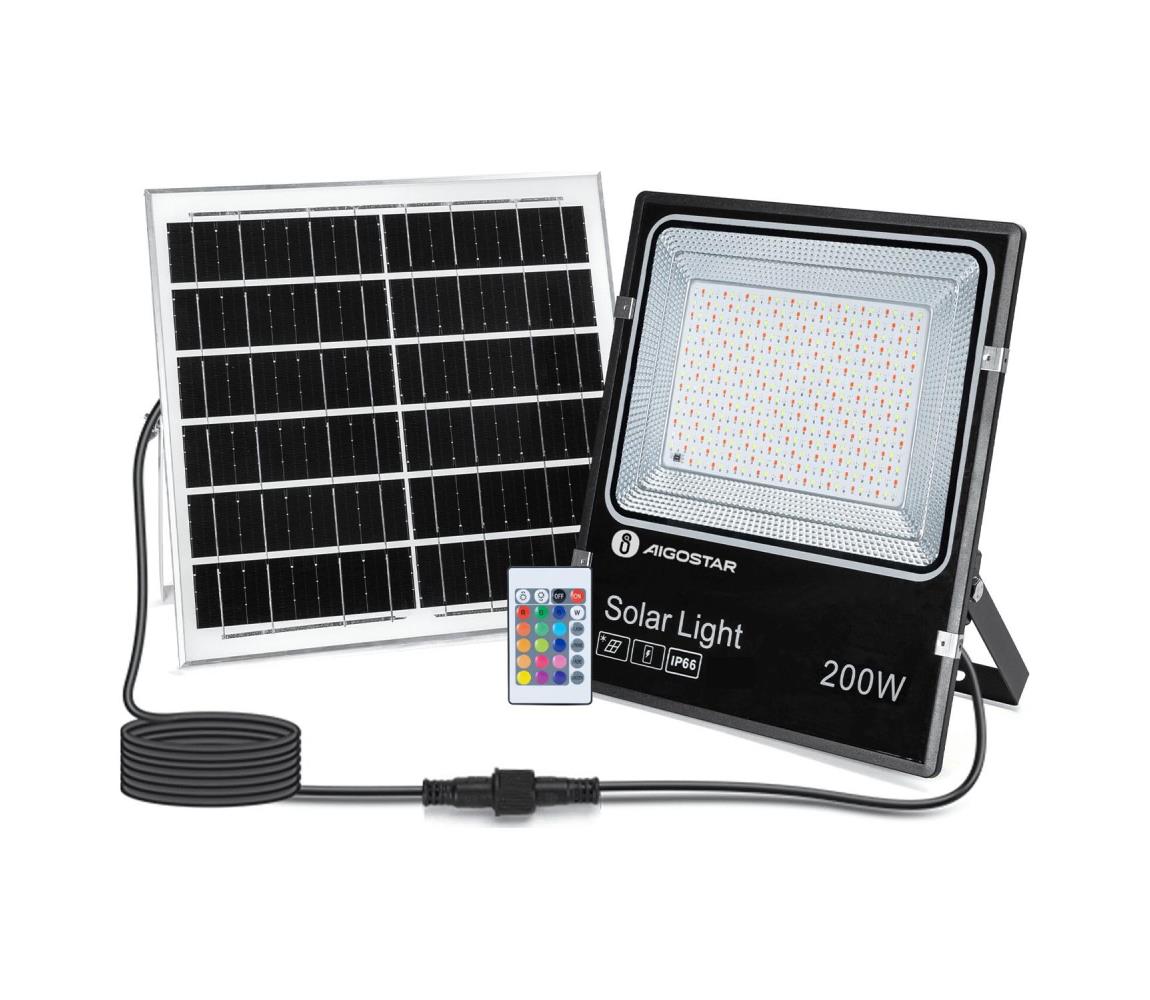 - LED RGB Ściemnialny naświetlacz solarny LED/200W/3,2V IP66 + pilot