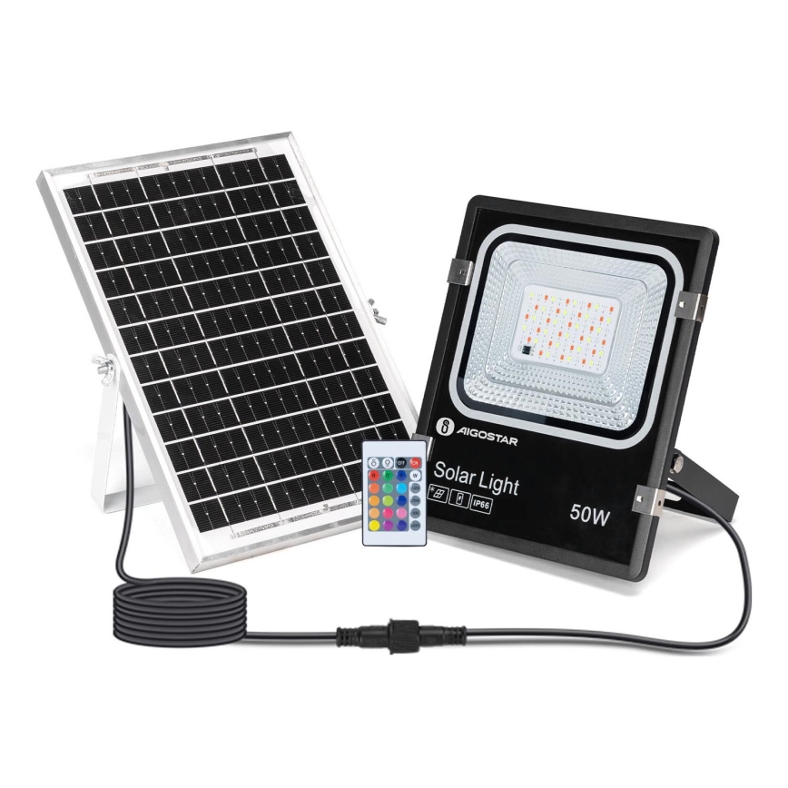 Aigostar - LED RGB Ściemnialny naświetlacz solarny LED/50W/3,2V IP66 4000 mAh + pilot zdalnego sterowania
