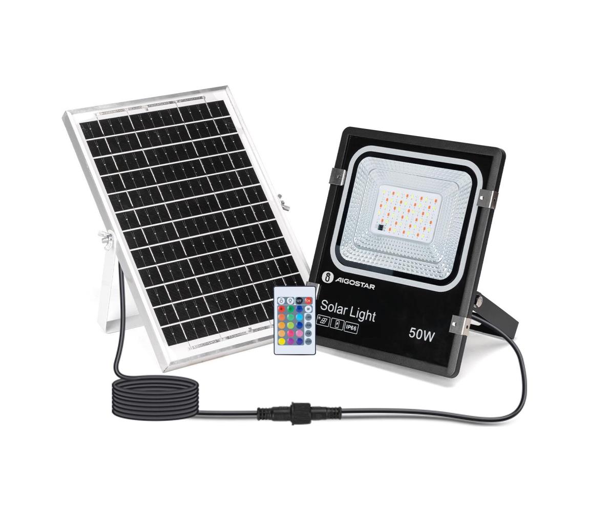 - LED RGB Ściemnialny naświetlacz solarny LED/50W/3,2V IP66 + pilot