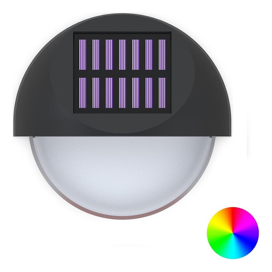 Aigostar - LED RGB Solarna lampa ścienna LED/1W/1,2V czarna IP44 200 mAh