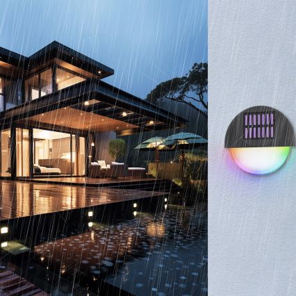 Aigostar - LED RGB Solarna lampa ścienna LED/1W/1,2V czarna IP44 200 mAh