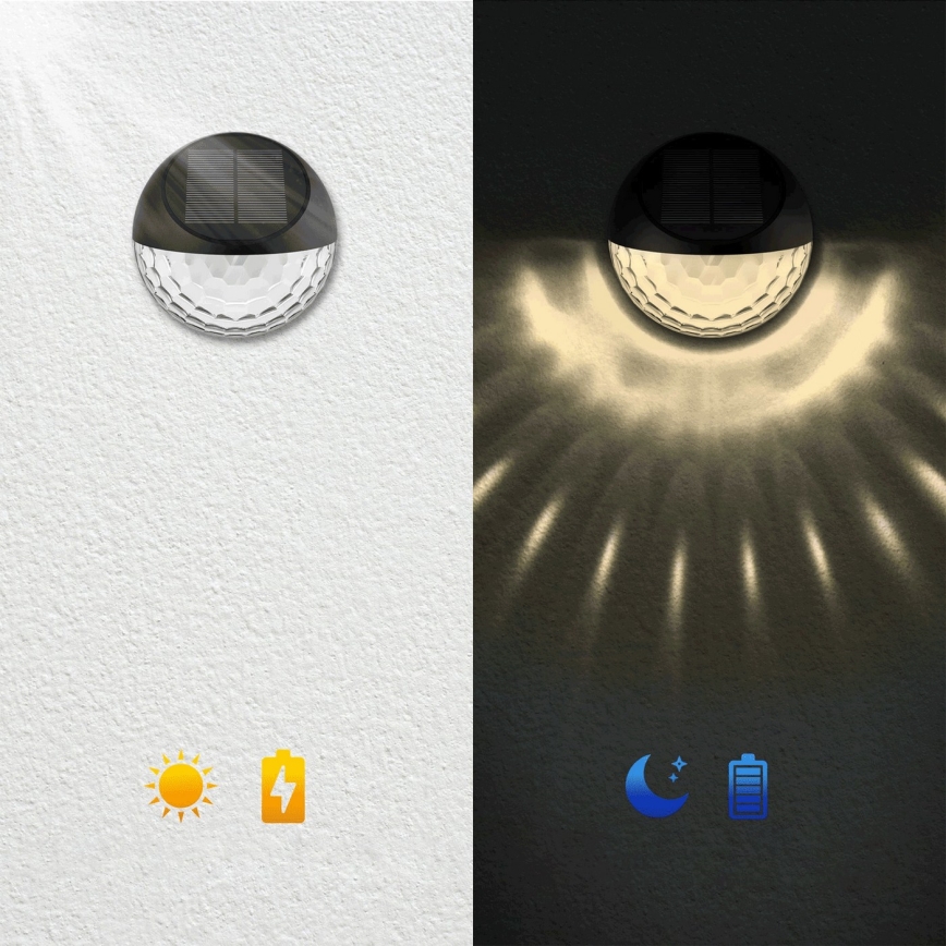 Aigostar - LED RGB Solarna lampa ścienna LED/2W/1,2V 300 mAh czarna IP44