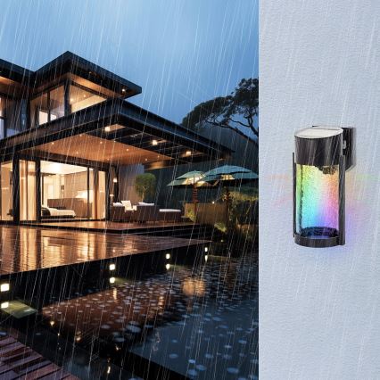 Aigostar - LED RGB Solarna lampa ścienna LED/2W/1,2V 300 mAh czarna IP44