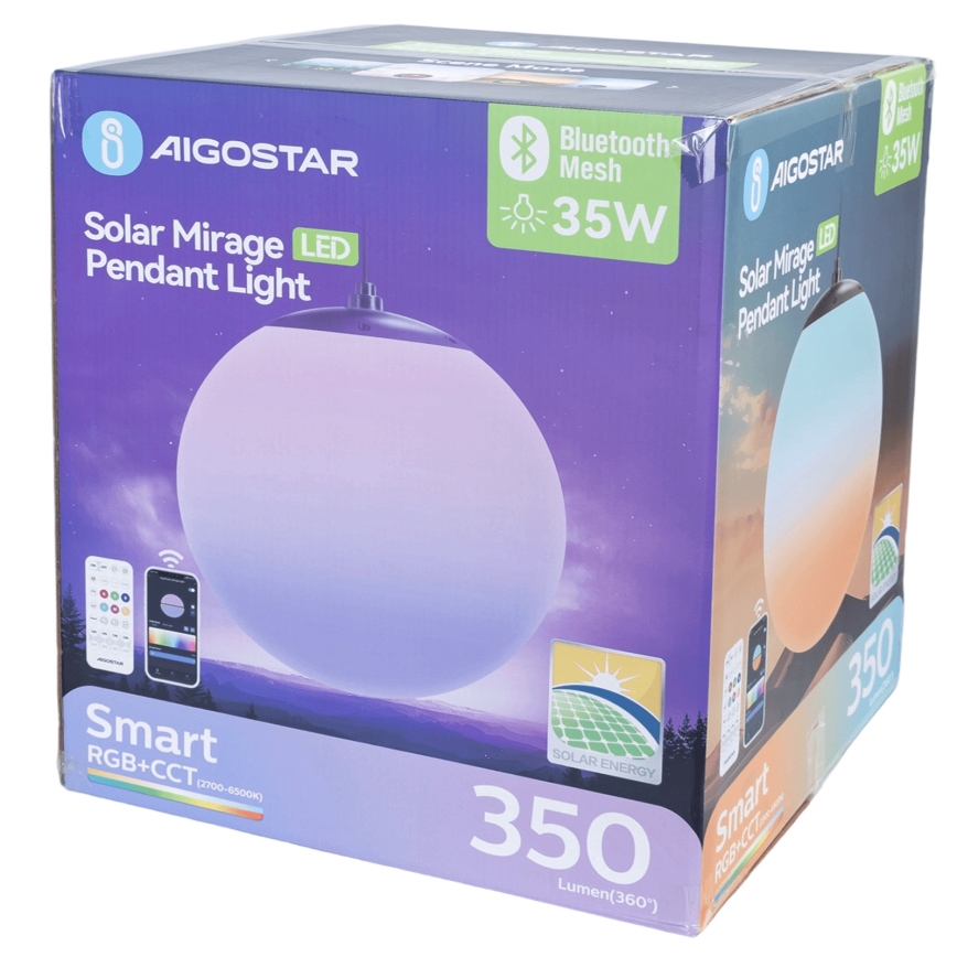 Aigostar - LED RGB Ściemnialny żyrandol solarny MESH LED/35W/3,7V 8000 mAh 2700K-6500K IP65 śr. 50 cm